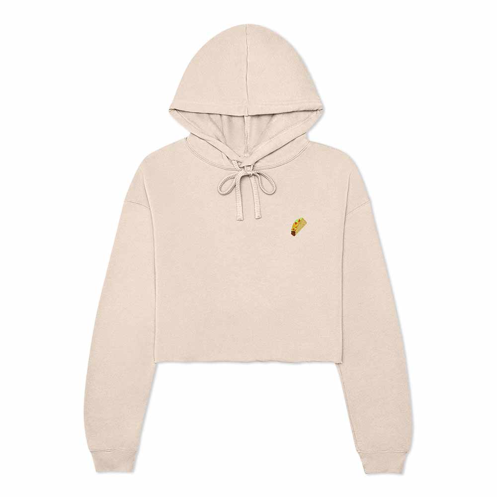 Dalix Taco Embroidered Fleece Cropped Hoodie Cold Fall Winter Women in Heather Dust 2XL XX-Large