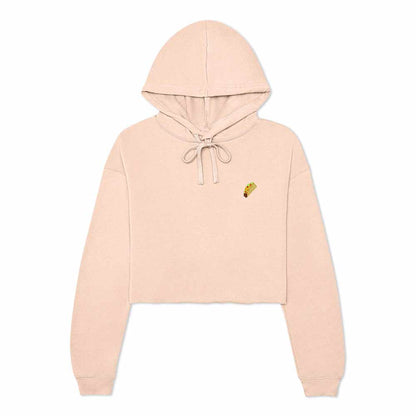 Dalix Taco Embroidered Fleece Cropped Hoodie Cold Fall Winter Women in Peach 2XL XX-Large
