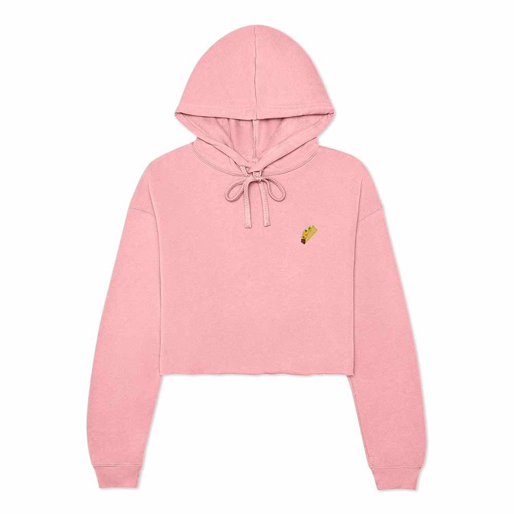 Dalix Taco Embroidered Fleece Cropped Hoodie Cold Fall Winter Women in Pink 2XL XX-Large