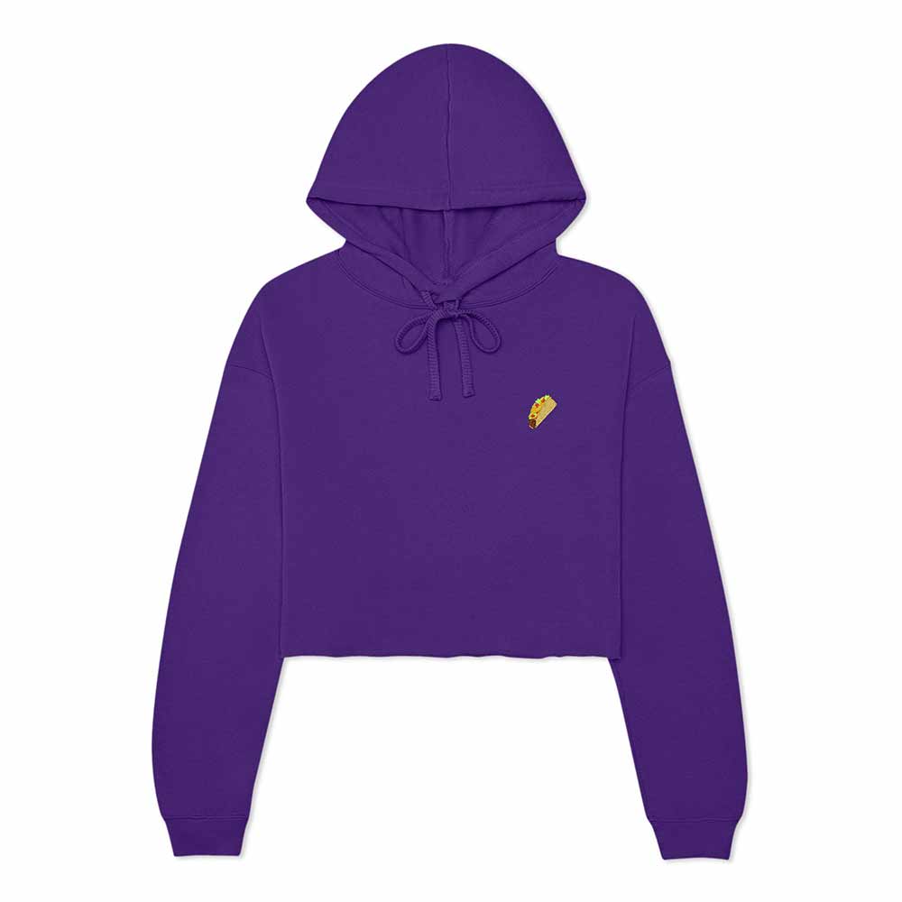 Dalix Taco Embroidered Fleece Cropped Hoodie Cold Fall Winter Women in Team Purple 2XL XX-Large