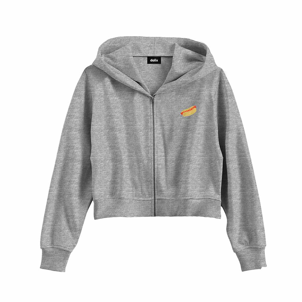 Dalix Hot Dog Midweight Fleece Cropped Zip Hoodie