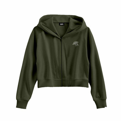 Dalix UFO Cropped Zip Hoodie