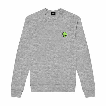 Dalix Alien Embroidered Fleece Crewneck Long Sleeve Sweatshirt Mens in Athletic Heather 2XL XX-Large