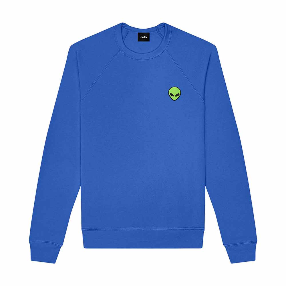 Dalix Alien Embroidered Fleece Crewneck Long Sleeve Sweatshirt Mens in 2XL XX-Large