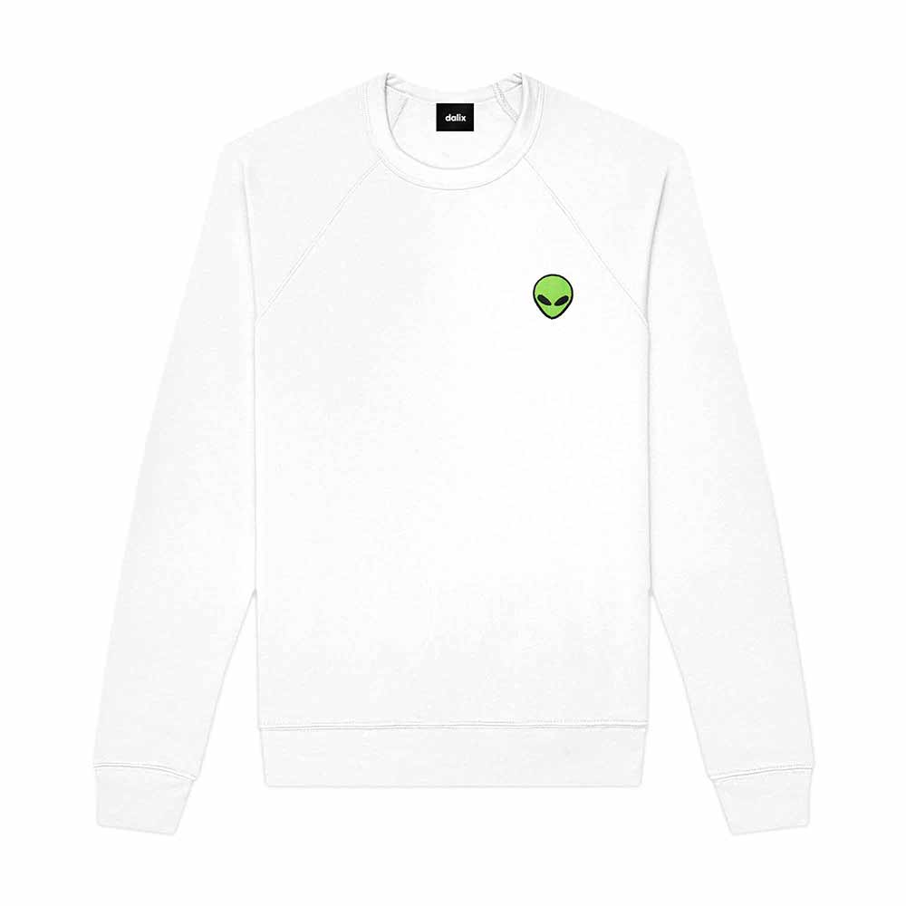 Dalix Alien Embroidered Fleece Crewneck Long Sleeve Sweatshirt Mens in 2XL XX-Large