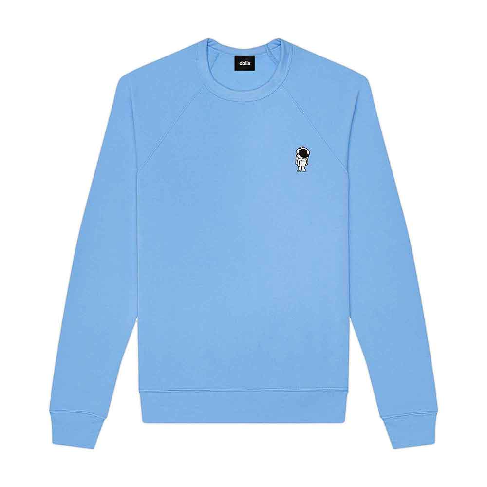 Dalix Astronaut Embroidered Crewneck Fleece Sweatshirt Pullover Mens in Heather Royal 2XL XX-Large