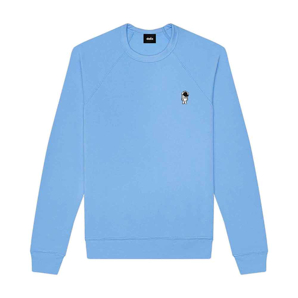 Dalix Astronaut Embroidered Crewneck Fleece Sweatshirt Pullover Mens in Heather Royal M Medium