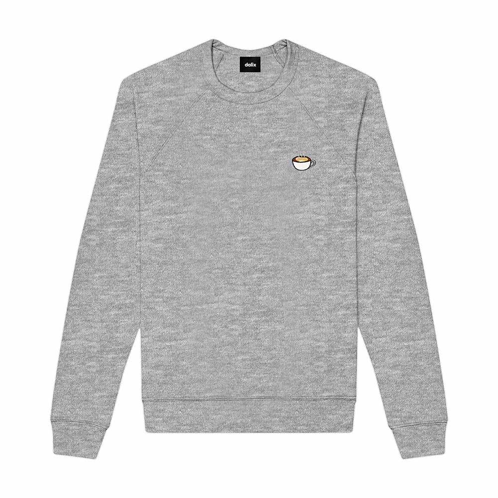 Dalix Cappuccino Embroidered Fleece Crewneck Long Sleeve Sweatshirt Mens in Athletic Heather 2XL XX-Large