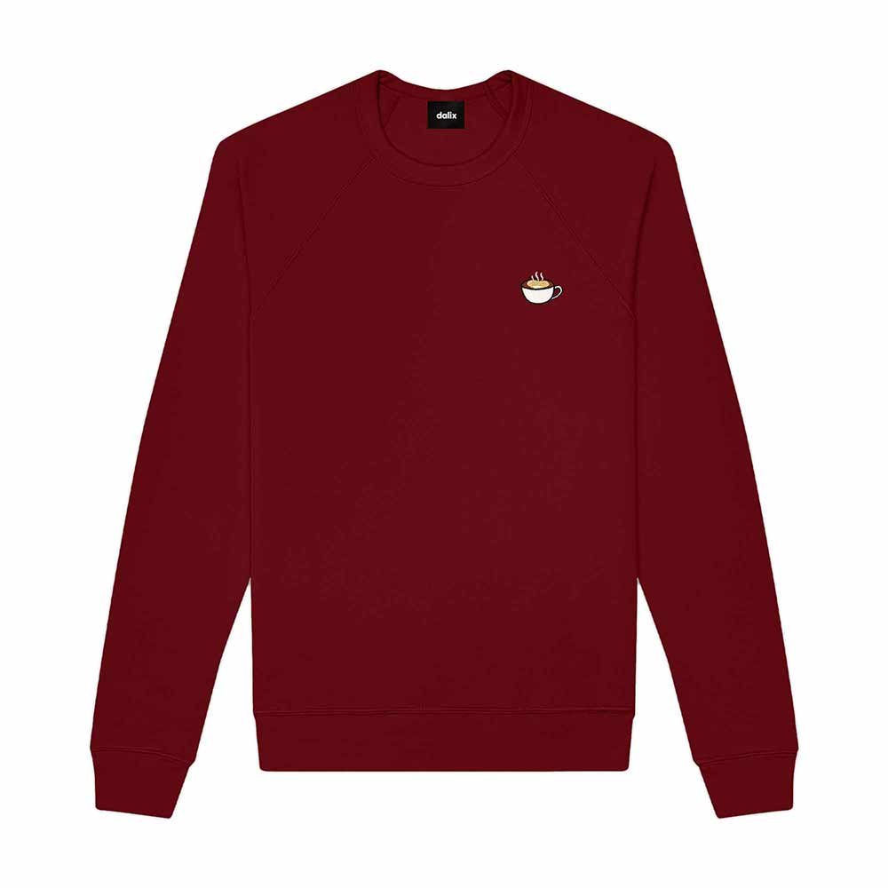 Dalix Cappuccino Embroidered Fleece Crewneck Long Sleeve Sweatshirt Mens in Cardinal Red 2XL XX-Large