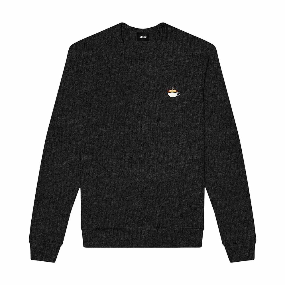 Dalix Cappuccino Embroidered Fleece Crewneck Long Sleeve Sweatshirt Mens in Dark Heather 2XL XX-Large