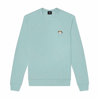 Dalix Cappuccino Embroidered Fleece Crewneck Long Sleeve Sweatshirt Mens in Heather Blue Lagoon 2XL XX-Large