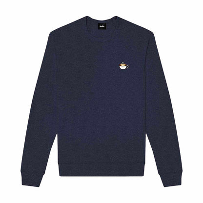 Dalix Cappuccino Embroidered Fleece Crewneck Long Sleeve Sweatshirt Mens in Heather Navy 2XL XX-Large