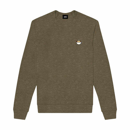 Dalix Cappuccino Embroidered Fleece Crewneck Long Sleeve Sweatshirt Mens in Heather Olive 2XL XX-Large