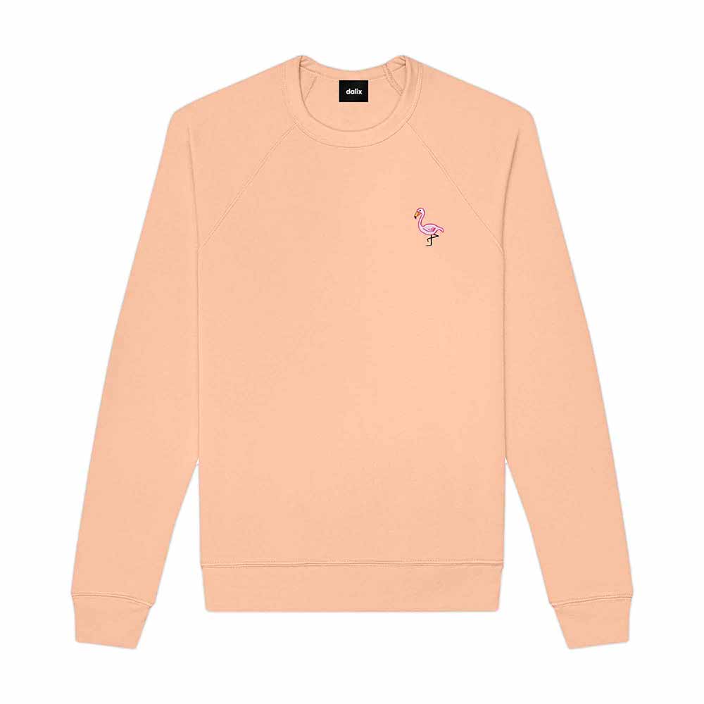 Dalix Flamingo Embroidered Fleece Crewneck Long Sleeve Sweatshirt Mens in 2XL XX-Large