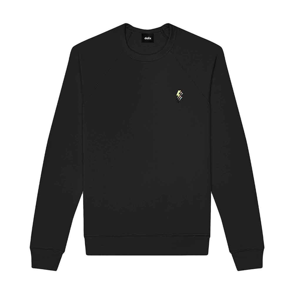 Dalix Lightning (Glow in the Dark) Embroidered Crewneck Fleece Sweatshirt Pullover Mens in Gold L Large