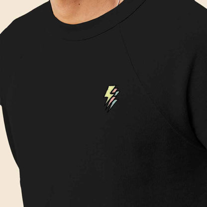 Dalix Lightning (Glow in the Dark) Embroidered Crewneck Fleece Sweatshirt Pullover Mens in Heather Blue Lagoon 2XL XX-Large