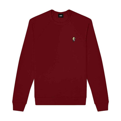 Dalix Lightning (Glow in the Dark) Embroidered Crewneck Fleece Sweatshirt Pullover Mens in Heather Red L Large