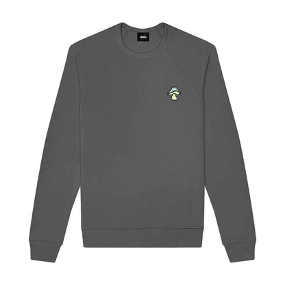 Dalix Mushroom (Glow in the Dark) Embroidered Fleece Sweatshirt Pullover Mens in Asphalt Gray L Large