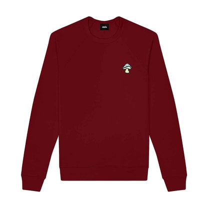 Dalix Mushroom (Glow in the Dark) Embroidered Fleece Sweatshirt Pullover Mens in Heather Red S Small