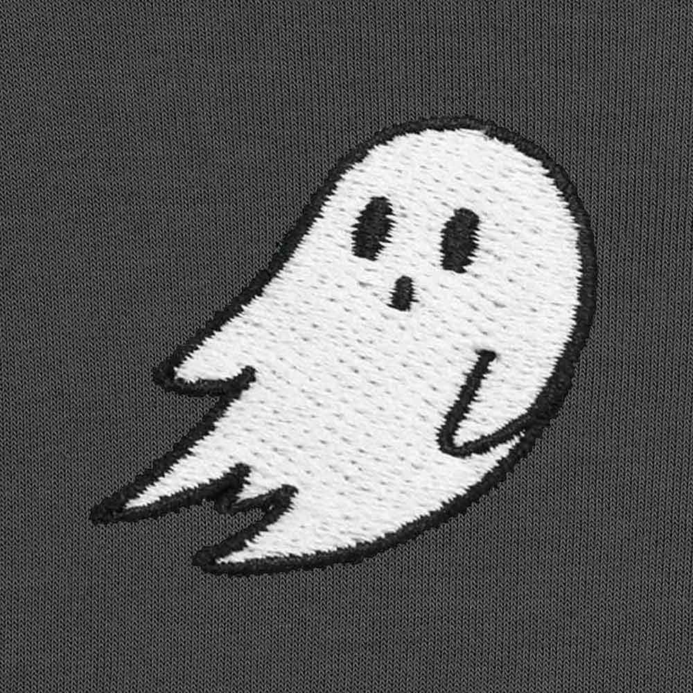 Dalix Ghost Embroidered Crewneck Long Sleeve Sweatshirt Fleece Men in Asphalt S Small