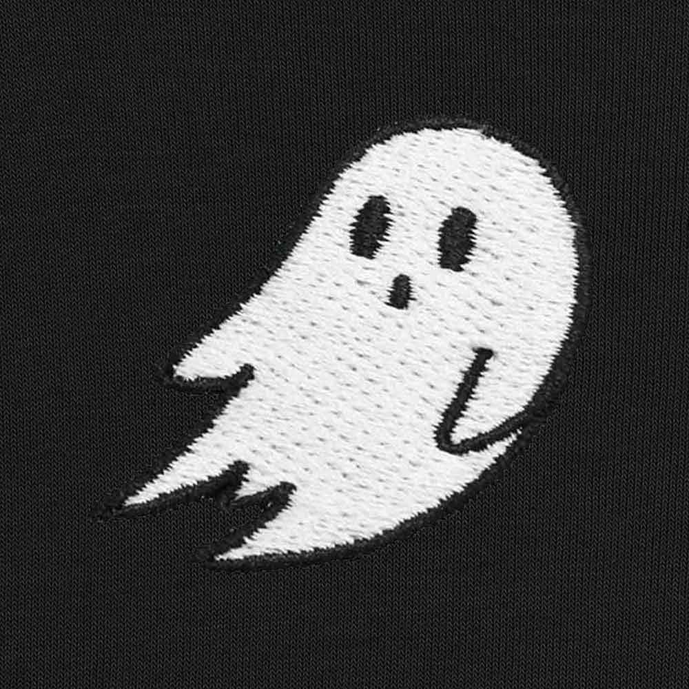 Dalix Ghost Embroidered Crewneck Long Sleeve Sweatshirt Fleece Men in French Vanilla L Large