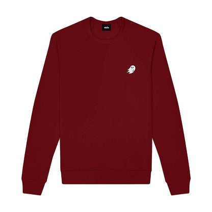 Dalix Ghost Embroidered Crewneck Long Sleeve Sweatshirt Fleece Men in Heather Red L Large