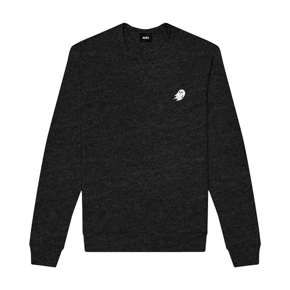 Dalix Ghost Embroidered Crewneck Long Sleeve Sweatshirt Fleece Men in Maroon 2XL XX-Large