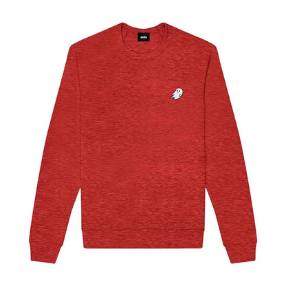 Dalix Ghost Embroidered Crewneck Long Sleeve Sweatshirt Fleece Men in Red XL X-Large