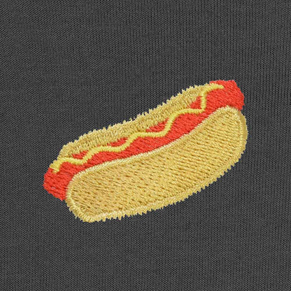 Dalix Hot Dog Embroidered Crewneck Fleece Sweatshirt Pullover Mens in Asphalt Gray S Small