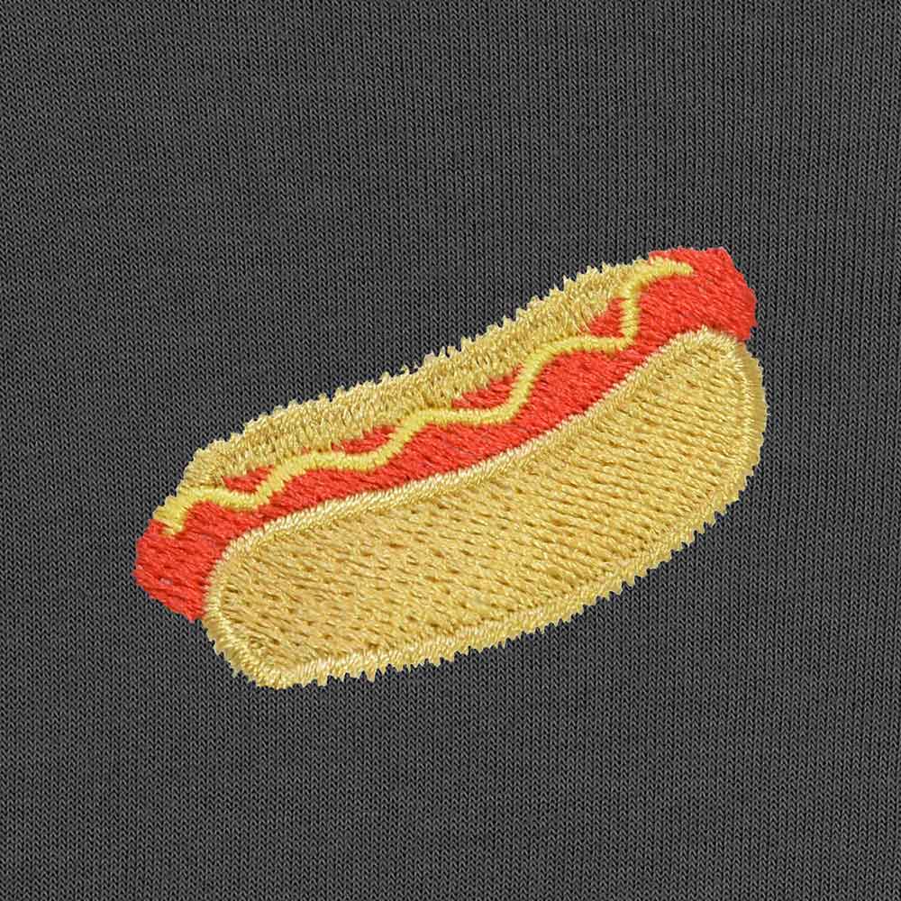 Dalix Hot Dog Embroidered Crewneck Fleece Sweatshirt Pullover Mens in Black XL X-Large