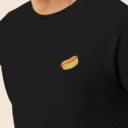 Dalix Hot Dog Embroidered Crewneck Fleece Sweatshirt Pullover Mens in Dark Heather S Small