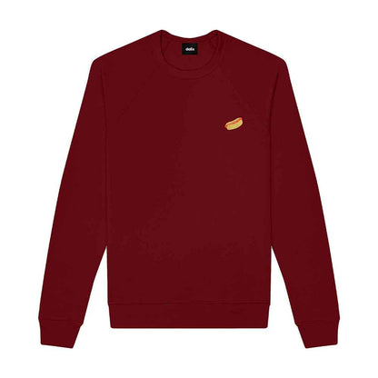 Dalix Hot Dog Embroidered Crewneck Fleece Sweatshirt Pullover Mens in Heather Red S Small