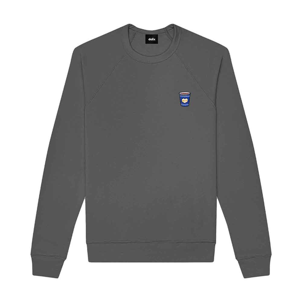 Dalix NYC Coffee Cup Embroidered Fleece Sweatshirt Pullover Mens in Asphalt Gray M Medium