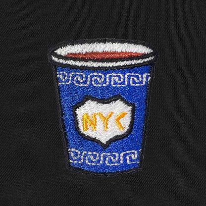 Dalix NYC Coffee Cup Embroidered Fleece Sweatshirt Pullover Mens in Heather Blue Lagoon S Small