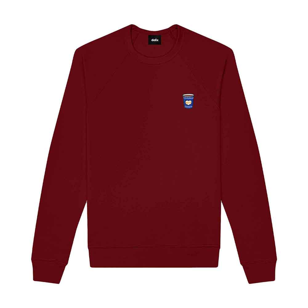 Dalix NYC Coffee Cup Embroidered Fleece Sweatshirt Pullover Mens in Heather Red L Large