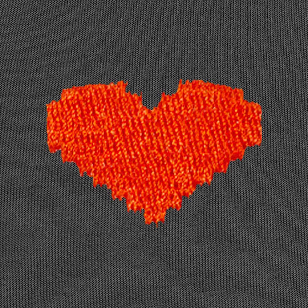 Dalix Pixel Heart Embroidered Fleece Crewneck Long Sleeve Sweatshirt Mens in Asphalt Gray 2XL XX-Large