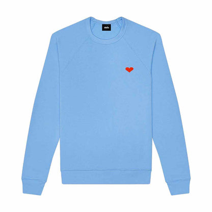 Dalix Pixel Heart Embroidered Fleece Crewneck Long Sleeve Sweatshirt Mens in Carolina Blue 2XL XX-Large