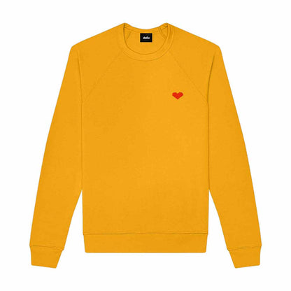 Dalix Pixel Heart Embroidered Fleece Crewneck Long Sleeve Sweatshirt Mens in Gold 2XL XX-Large