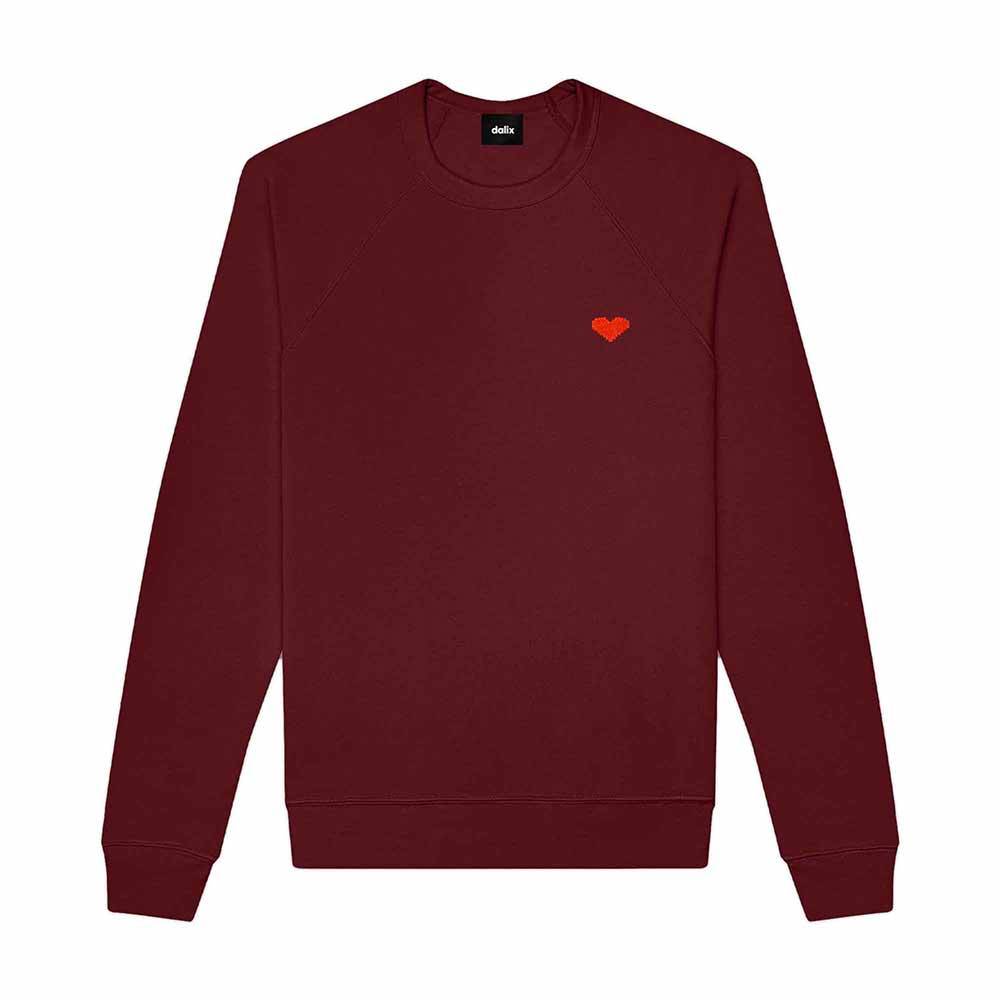 Dalix Pixel Heart Embroidered Fleece Crewneck Long Sleeve Sweatshirt Mens in 2XL XX-Large