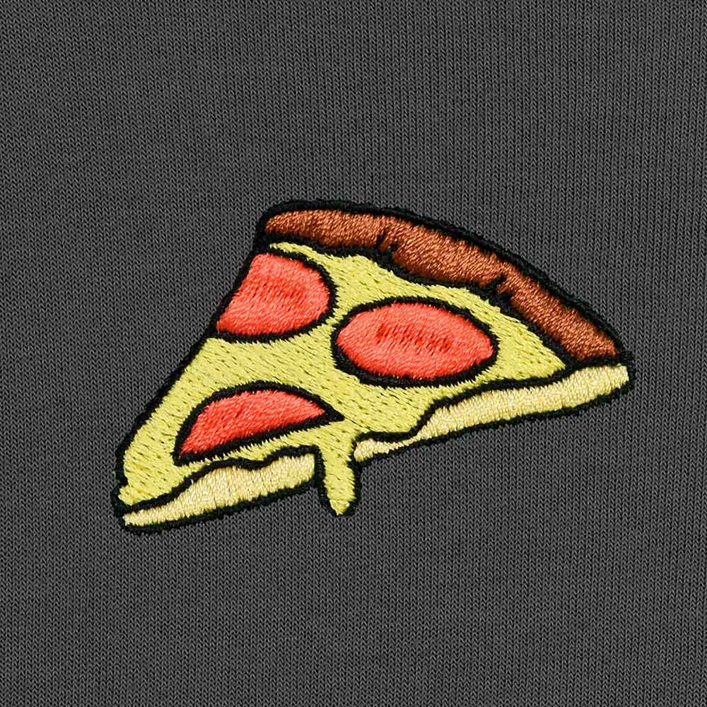 Dalix Pizza Embroidered Crewneck Fleece Sweatshirt Pullover Mens in Asphalt Gray S Small