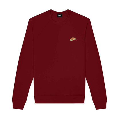 Dalix Pizza Embroidered Crewneck Fleece Sweatshirt Pullover Mens in Heather Red S Small
