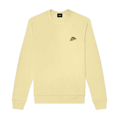 Dalix Pizza Embroidered Crewneck Fleece Sweatshirt Pullover Mens in Natural M Medium