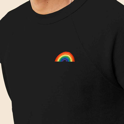 Dalix Rainbow Embroidered Crewneck Fleece Sweatshirt Pullover Mens in Dark Heather S Small