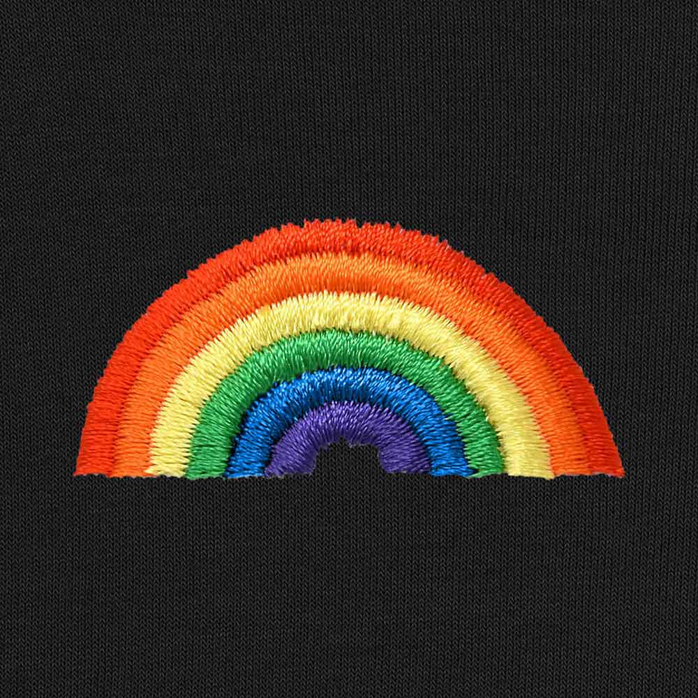 Dalix Rainbow Embroidered Crewneck Fleece Sweatshirt Pullover Mens in French Vanilla L Large