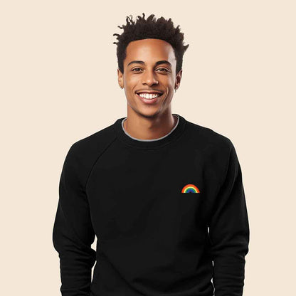Dalix Rainbow Embroidered Crewneck Fleece Sweatshirt Pullover Mens in Gold XL X-Large