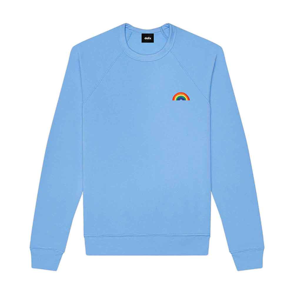 Dalix Rainbow Embroidered Crewneck Fleece Sweatshirt Pullover Mens in Maroon L Large