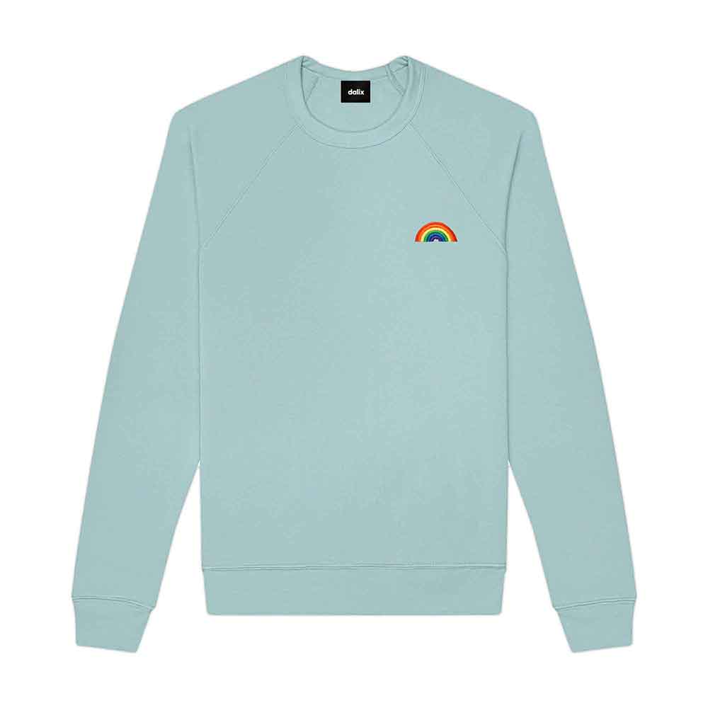 Dalix Rainbow Embroidered Crewneck Fleece Sweatshirt Pullover Mens in Peach 2XL XX-Large