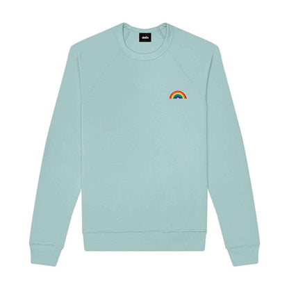 Dalix Rainbow Embroidered Crewneck Fleece Sweatshirt Pullover Mens in Peach S Small