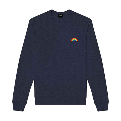Dalix Rainbow Embroidered Crewneck Fleece Sweatshirt Pullover Mens in Peach XL X-Large