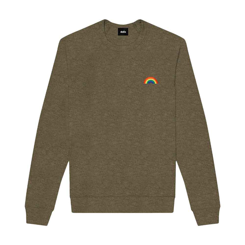 Dalix Rainbow Embroidered Crewneck Fleece Sweatshirt Pullover Mens in True Royal S Small